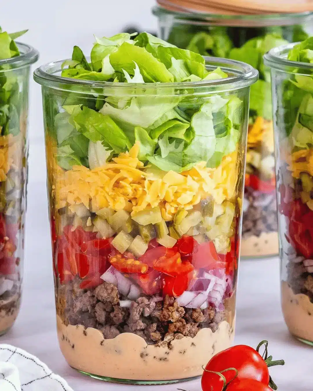 Saladas de pote em camadas